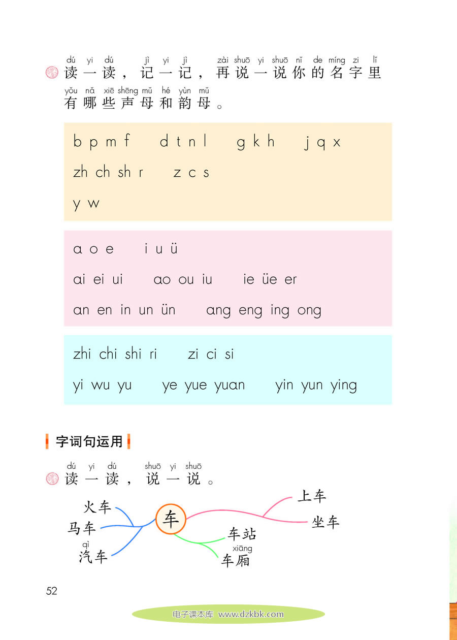 语文园地三（第52页）-人教版一年级语文上册（2016部编版）